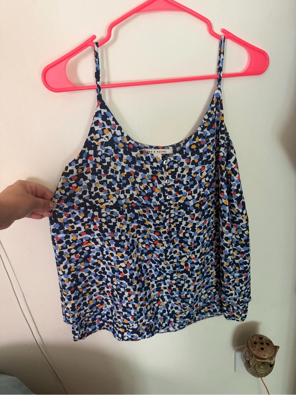 Zac & Rachel Navy Abstract Multicolor Spaghetti Strap Tank - Picture 4 of 4